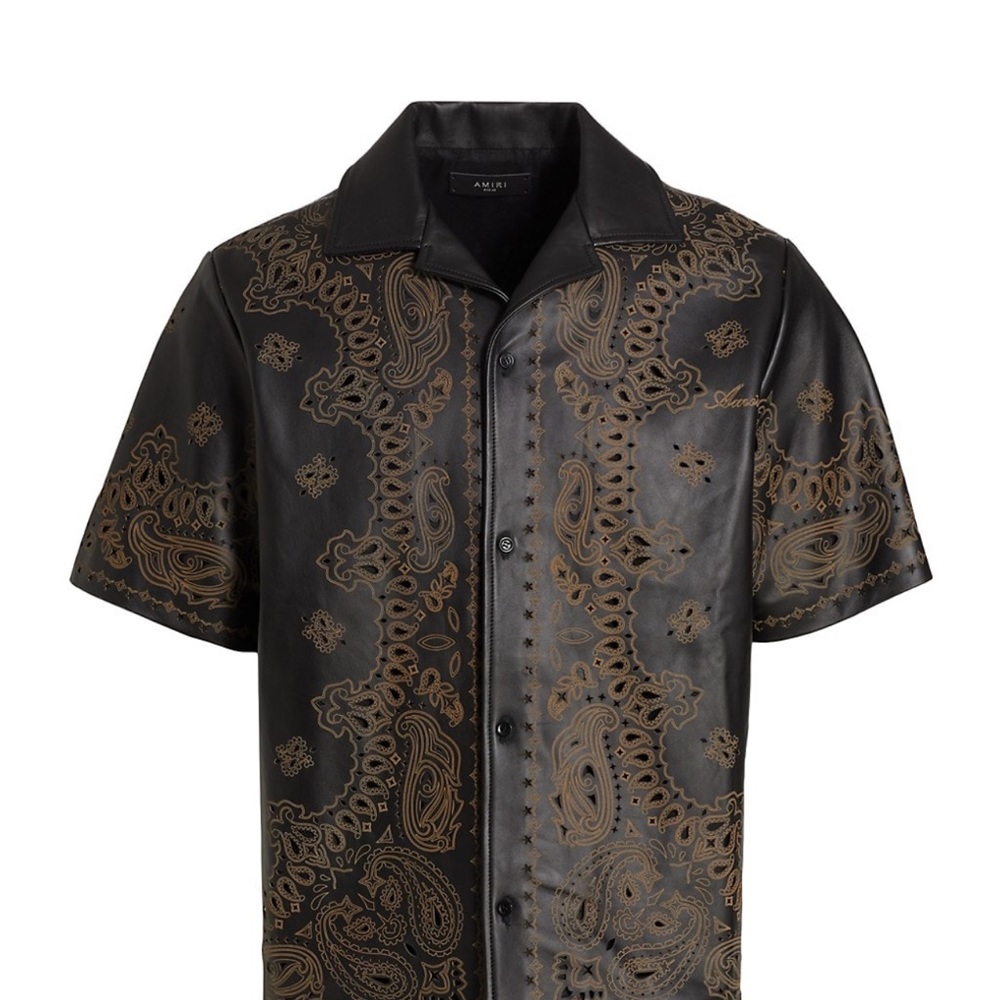 COPY - Amiri leather bandanna bowling shirt